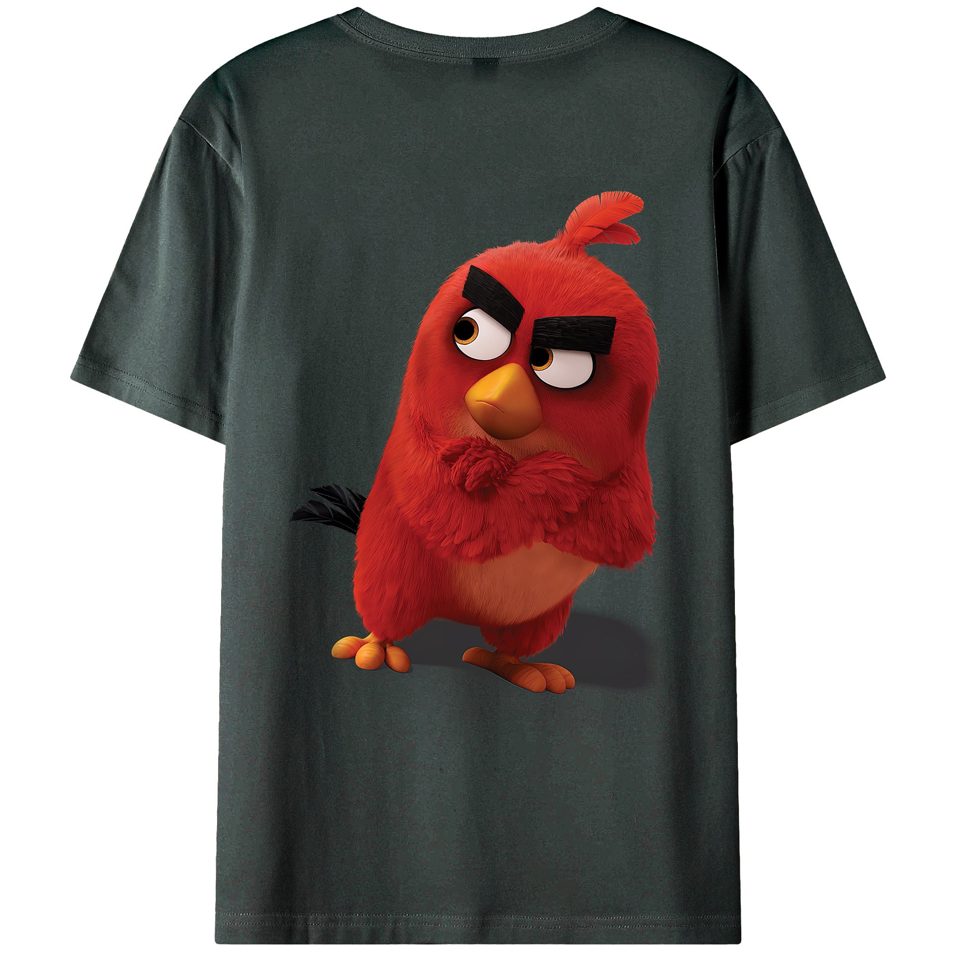 （画像用） Angry Birds アングリーバード 綿100％ メンズ半袖Tシャツ（バックプリント） 通気性